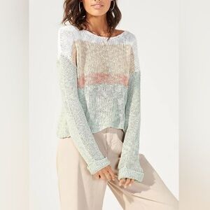 Minkpink Simone Multicolor Striped Colorblock Knit Sweater Small Fall Winter